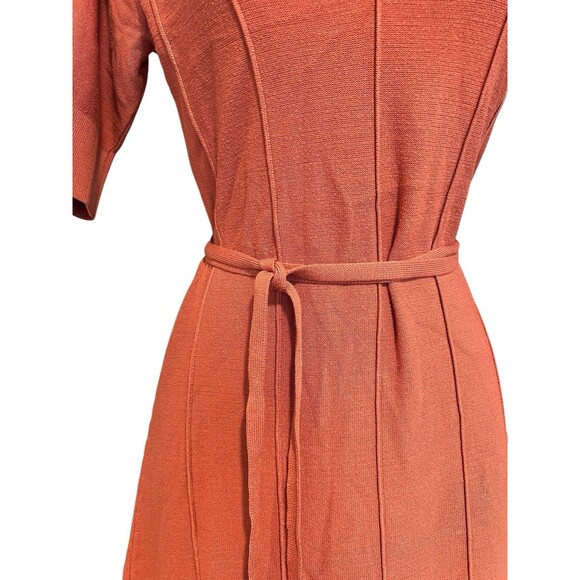 Adam Lippes Knit Collar Dress Mauve Pink V-Neck Pullover Short Sleeve Sz S - Picture 7 of 8